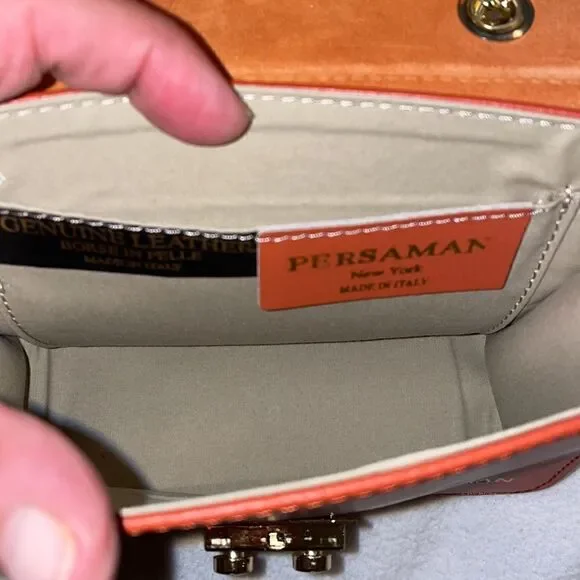 Persaman Gold/Orange crossbody bag studded